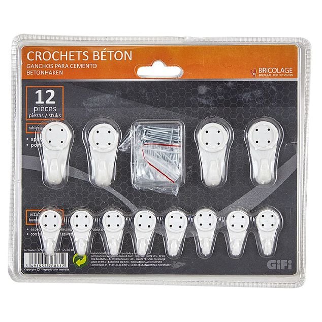 Crochet m&eacute;tallique sp&eacute;cial b&eacute;ton, pointe courte