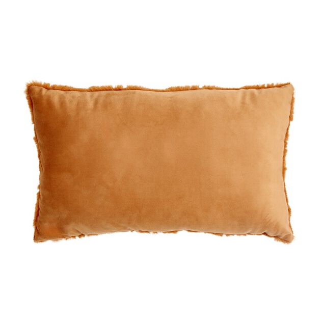 Coussin rectangulaire velours citrouilles en relief uni orange 30x50cm