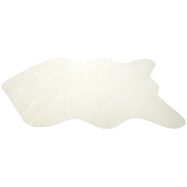 Tapis fausse fourrure blanc cass&eacute; 60x90cm