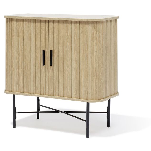 Buffet Gr&egrave;ge bois naturel et noir - L80xP39,5xH79 cm