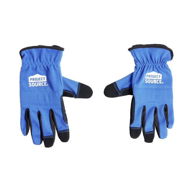 Gants m&eacute;canicien coton et cuir taille unique bleu