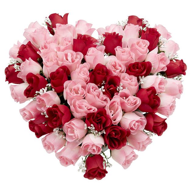 Coussin de fleurs forme coeur - Plante artificielle rose