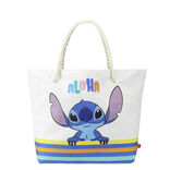 Sac de plage coton anses cordes motif Stitch Aloha 56x16xH38cm
