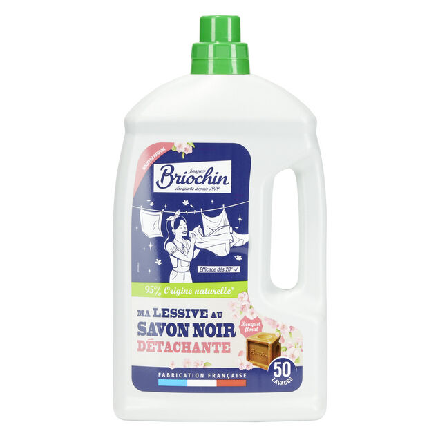 Lessive au savon noir Briochin bouquet floral 50 lavages 2,27L