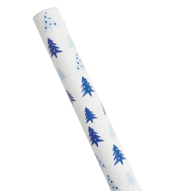 Papier cadeau Noël rouleau x3 avec 20 étiquettes autocollantes boréal