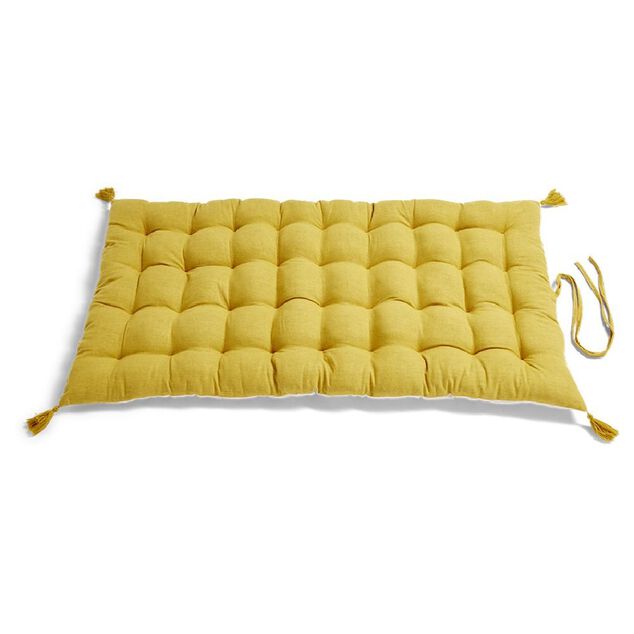 Matelas de sol 120x60cm pompons polycoton jaune
