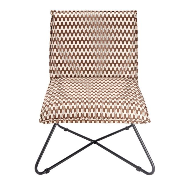 Fauteuil relax Joseph pied m&eacute;tal noir et tissu marron et noir 75x65xH78cm
