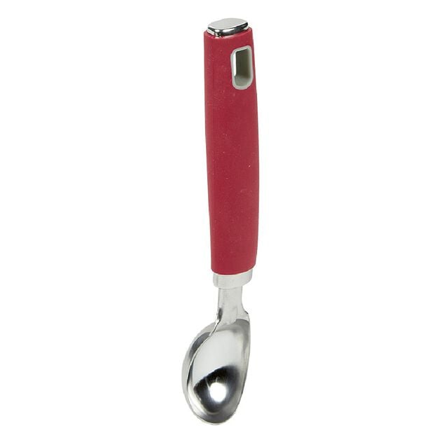 Cuill&egrave;re &agrave; glace inox avec manche en polypropyl&egrave;ne rouge