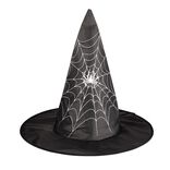Chapeau sorci&egrave;re adulte toile d'araign&eacute;e noir et blanc