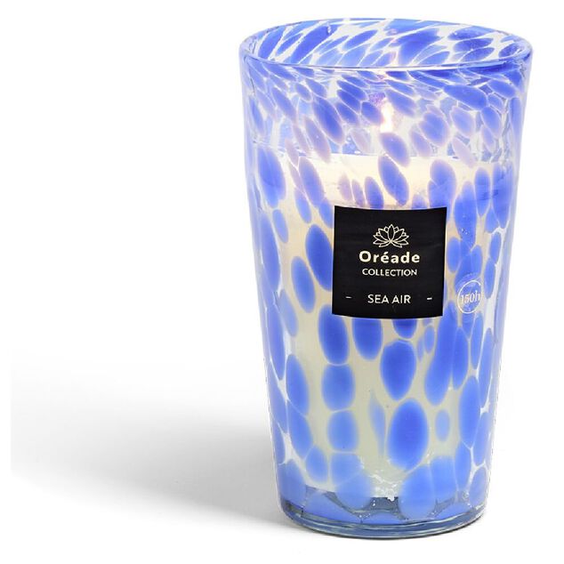 Bougie en verre souffl&eacute; Air Marin 150h &Oslash;14,5xH24cm bleu