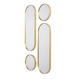 Lot de 4 miroirs ronds et ovales dor&eacute;s