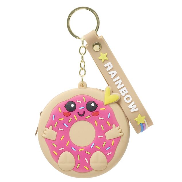 Porte-cl&eacute; avec dragonne et mini porte-monnaie kawaii silicone L10cm (3 mod&egrave;les)