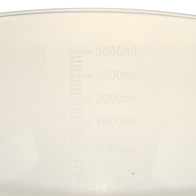 Bol m&eacute;langeur gradu&eacute; plastique fond silicone avec poign&eacute;e et bec verseur 2,5L