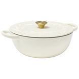 Cocotte en fonte 4,1L motif floral avec poign&eacute;e dor&eacute;e L35X26X10 cm (2 mod&egrave;les blanc ou noir)