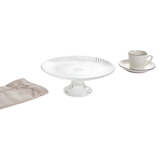 Assiette de pr&eacute;sentation sur pied verre transparent &Oslash;19,7xH8cm