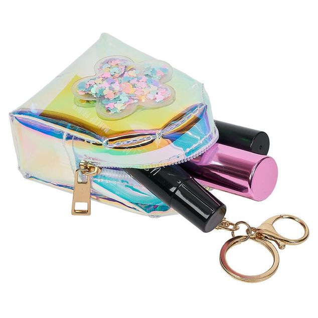 Porte-cl&eacute; mini sac plastique holographique - 3 mod&egrave;les