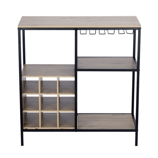 Meuble range-bouteille en bois et m&eacute;tal 78x33xH82cm