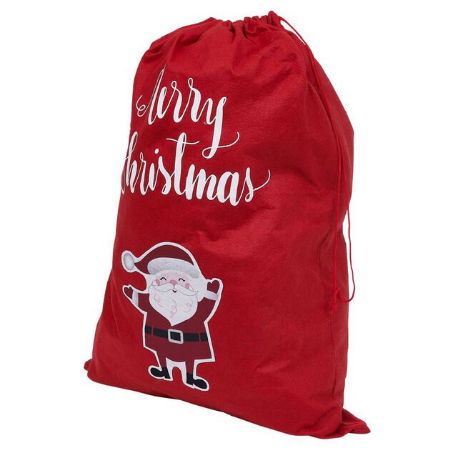 Sac cadeau hotte en feutrine rouge motif Noël