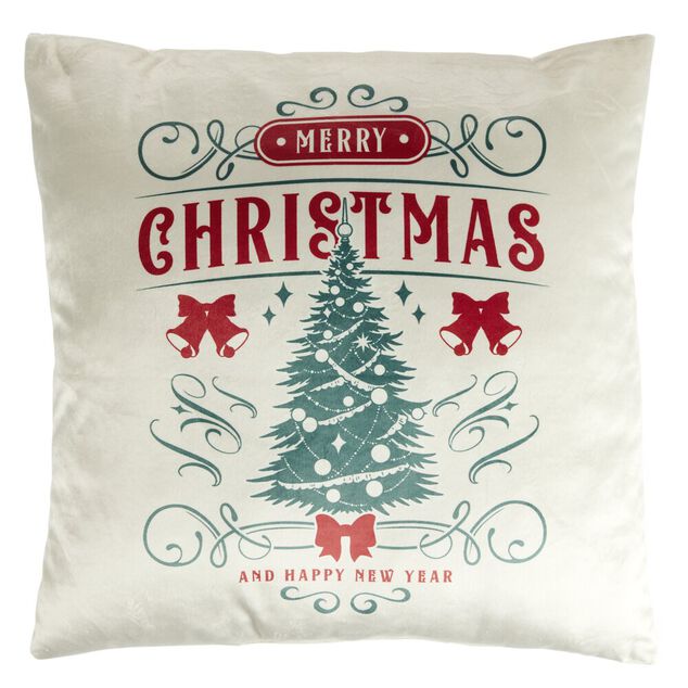 Coussin carr&eacute; imitation velours imprim&eacute; No&euml;l L45X45XH10 cm (4 mod&egrave;les)