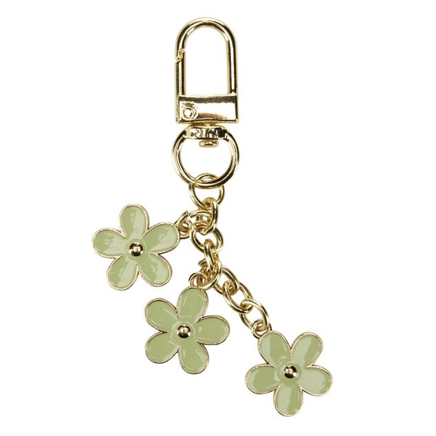 Porte-clé avec fleurs en métal L8,5cm (2 modèles)