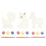 Figurine &agrave; peindre en bois avec 3 peinture acrylique et 1 pinceau inclus