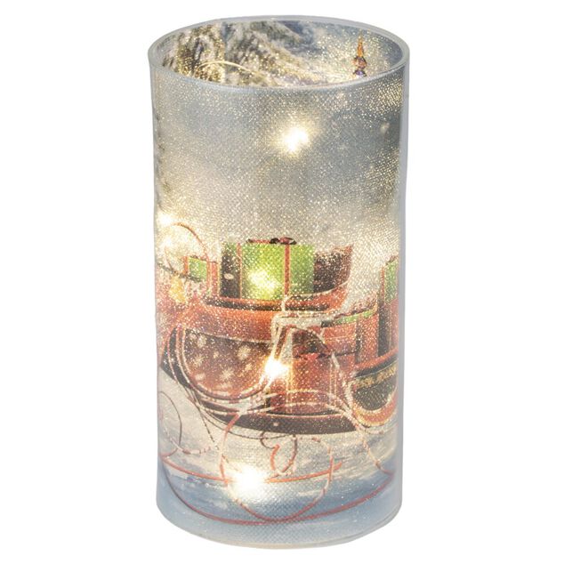 Bougie LED d&eacute;cor No&euml;l traditionnel &Oslash;8xH15cm (2 mod&egrave;les)