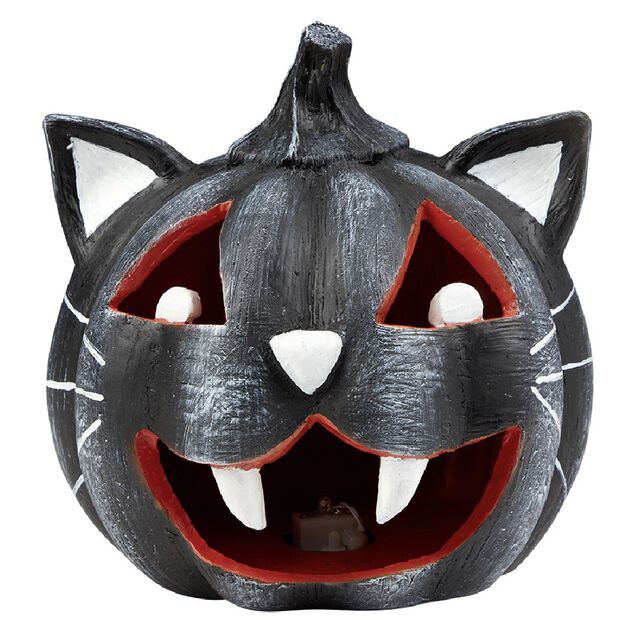 Citrouille t&ecirc;te de chat led couleur changeante d&eacute;coration Halloween