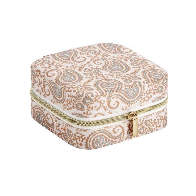 Bo&icirc;te &agrave; bijoux motif color&eacute; indien petit mod&egrave;le 10x10xH5cm (2 mod&egrave;les)