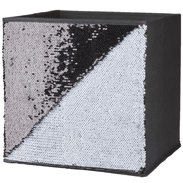 Panière Box Cube sequin noir 31x29x31cm