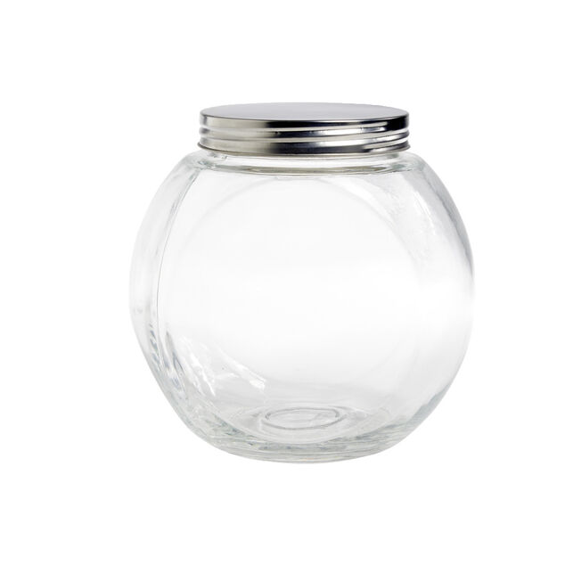 Bocal en verre transparent couvercle m&eacute;tal 2000ml - 17,5x12,5xH.17cm