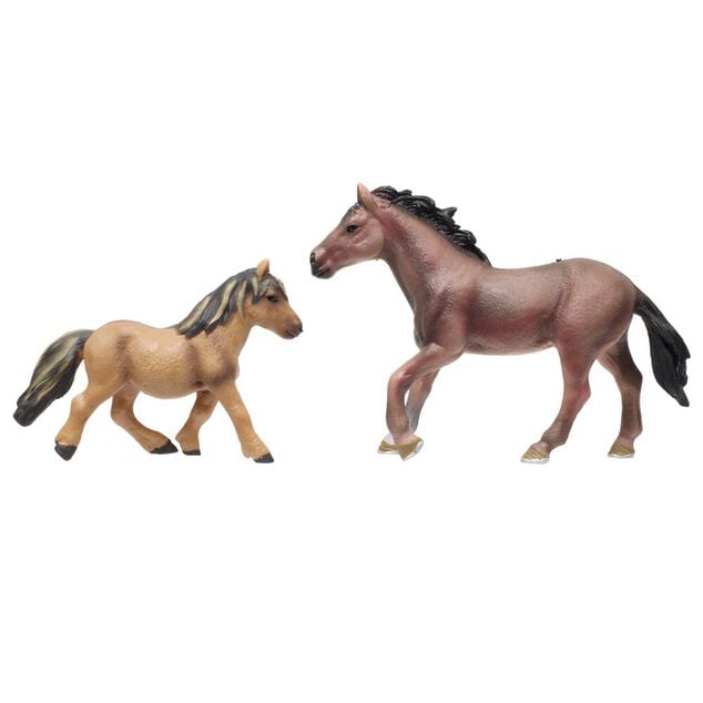 Figurine jument avec son poulain animaux plastique vert 10x3xH9,5cm