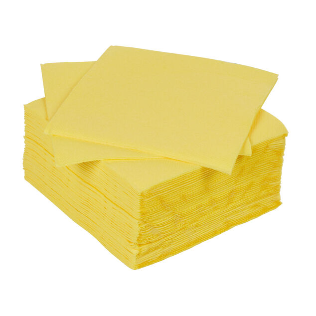 Serviette cocktail jetable 2 plis jaune canari x40