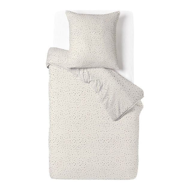 Parure de lit 1 personne 140x200cm motif pois beige
