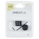 Embout pour tringle &agrave; rideaux x2 noir aluminium