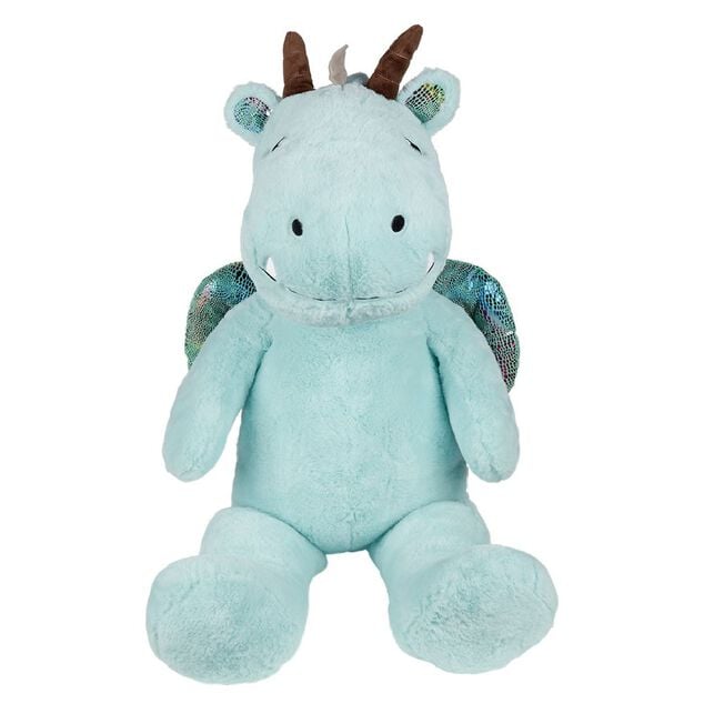Peluche dragon polyester 100x40x30cm bleu
