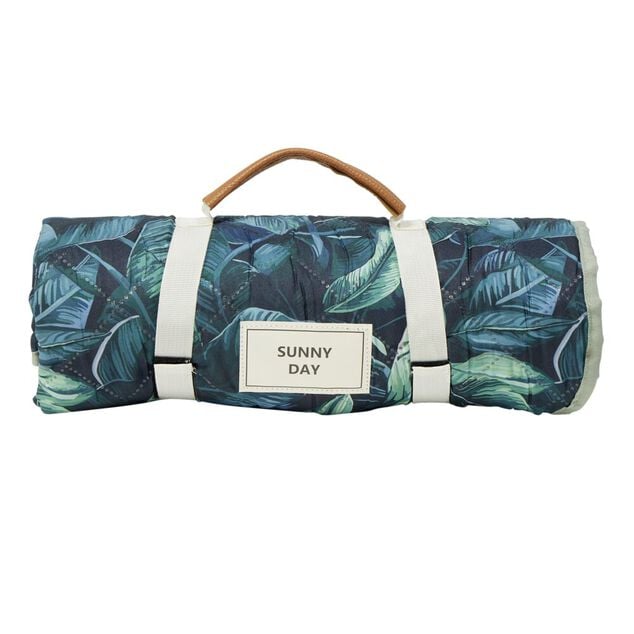 Tapis pique-nique motif feuillage exotique vert 130x170cm