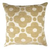 Coussin carr&eacute; jacquard chenille fleur marron 40x40cm