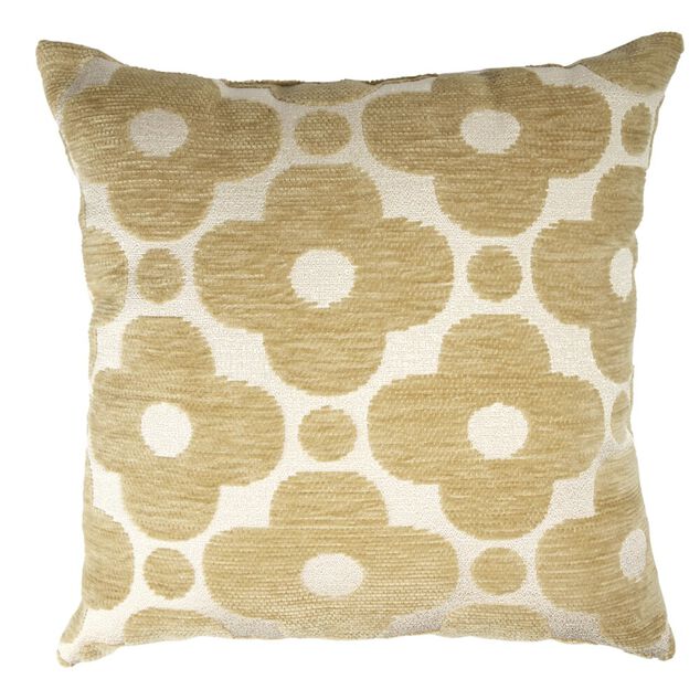 Coussin carr&eacute; jacquard chenille fleur marron 40x40cm