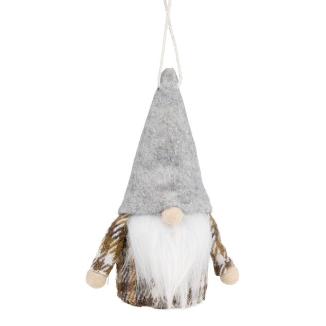 Gnome de No&euml;l tartan &agrave; suspendre H16 cm (2 mod&egrave;les)