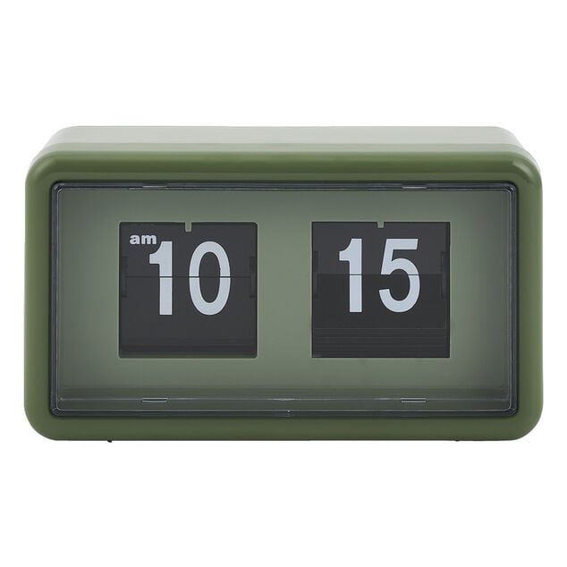 Horloge rétro à rabat automatique plastique vert