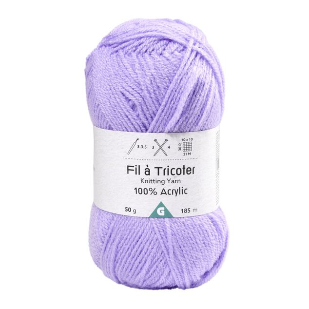 Fil &agrave; tricoter acrylique 50g violet lilas