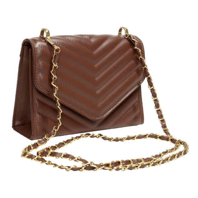 Sac &agrave; main simili effet matelass&eacute;e avec cha&icirc;ne m&eacute;tal dor&eacute; 20xH13cm - 2 mod&egrave;les