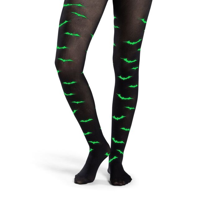 Collant Halloween adulte phosphorescent motif chauve-souris T.unique