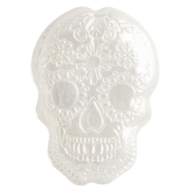 Plat t&ecirc;te de mort Halloween en verre
