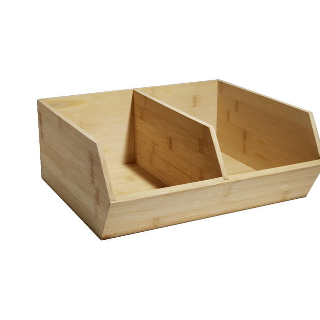 Étagère cuisine double empilable en bambou L34xP30,5xH13,5