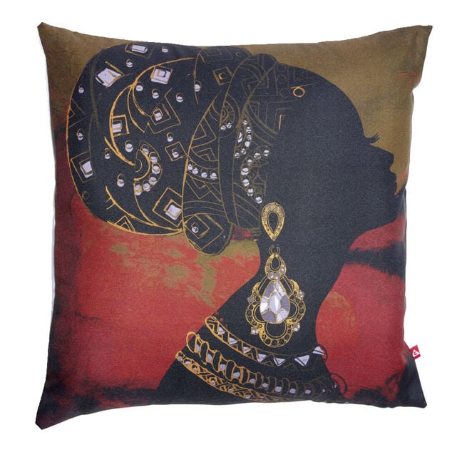 Housse coussin africaine 1 face imprim&eacute;e 1 face unie 45x45cm - 4 mod&egrave;les