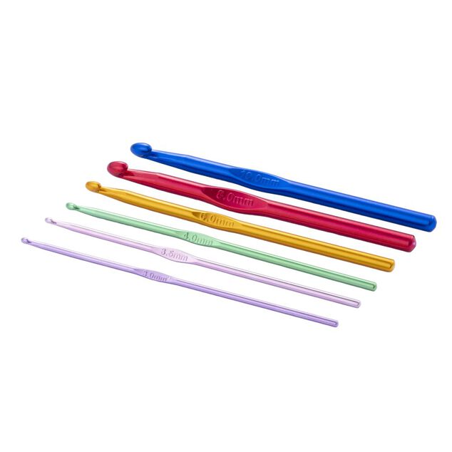 Lot de 6 aiguilles à crochet Ø3 à 10mm aluminium multicolore