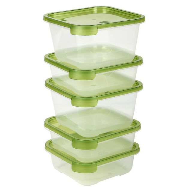 Bo&icirc;te alimentaire transparente et verte x5