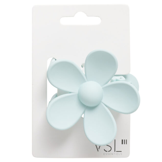 Pince à cheveux fleur plastique mat uni 7,5x4xH7cm (5 modèles)