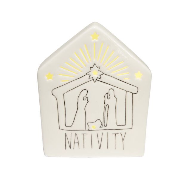 Maison nativité lumineuse en céramique H17cm